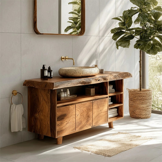 Solid Wood Bathroom Vanity Cabinet with Storage